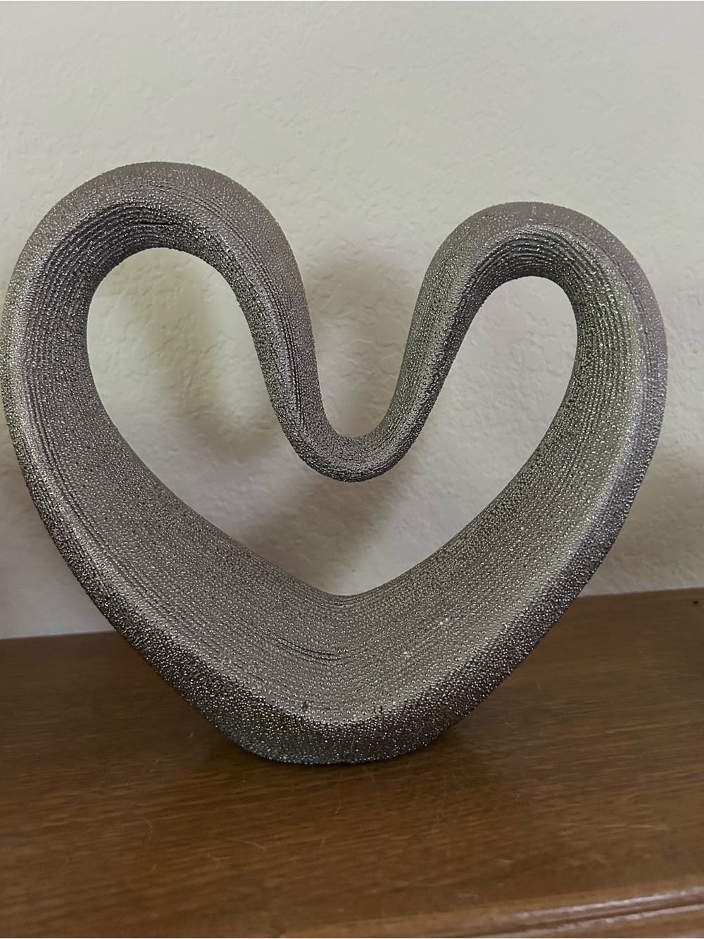 Silver glitter Heart Loop Decorative Sculpture - Home Art